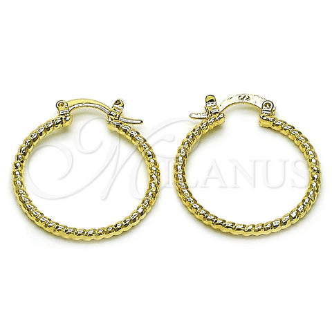 Argolla Pequeña 02.168.0036.25 Oro Laminado, Diamantado, Tono Dorado