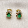 Arete Dormilona 02.213.0839 Oro Laminado, Diseño de Cluster y Gota, con Verde and Blanca Zirconia Cubica, Pulido, Tono Dorado