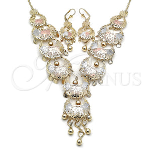 Collar y Dije 06.331.0009 Oro Laminado, Diseño de Elefante y Corazón, con Blanca Cristal, Diamantado, Tres Tonos