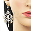 Arete Chandelier 02.331.0064 Oro Laminado, Diseño de Guadalupe y Bola, Mate, Tres Tonos