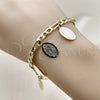 Pulsera de Dije 03.331.0085.1.07 Oro Laminado, Diseño de Guadalupe y Figaro, Pulido, Tono Dorado (Thickness, 7 Inches Length)