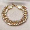 Pulsera Solida 03.331.0334.09 Oro Laminado, Diseño de Llave Griega, Pulido, Tres Tonos (16 MM Thickness, 9 Inches Length)