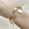 Pulsera de Dije 03.331.0336.07 Oro Laminado, Diseño de Guadalupe, Mate, Tres Tonos (10 MM Thickness, 8 Inches Length)