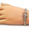 Pulsera Elegante 03.283.0412.1.07 Oro Laminado, Diseño de San Judas y Mariposa, con Multicolor Zirconia Cubica, Pulido, Tono Dorado (06 MM Thickness, 7 Inches Length)