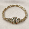 Pulsera Elegante 03.283.0412.1.07 Oro Laminado, Diseño de San Judas y Mariposa, con Multicolor Zirconia Cubica, Pulido, Tono Dorado (06 MM Thickness, 7 Inches Length)