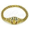 Pulsera Elegante 03.283.0412.1.07 Oro Laminado, Diseño de San Judas y Mariposa, con Multicolor Zirconia Cubica, Pulido, Tono Dorado (06 MM Thickness, 7 Inches Length)