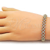 Pulsera Elegante 03.283.0493.07 Oro Laminado, con Zirconia Cubica Blanca, Pulido, Tono Dorado (Grosor 08 MM, 8 Pulgadas de Largo)