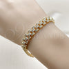Pulsera Elegante 03.283.0493.07 Oro Laminado, con Zirconia Cubica Blanca, Pulido, Tono Dorado (Grosor 08 MM, 8 Pulgadas de Largo)