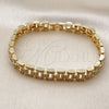 Pulsera Elegante 03.283.0493.07 Oro Laminado, con Zirconia Cubica Blanca, Pulido, Tono Dorado (Grosor 08 MM, 8 Pulgadas de Largo)