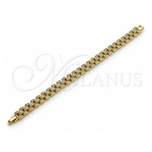 Pulsera Elegante 03.283.0493.07 Oro Laminado, Diseño de Jubilee, con Zirconia Cubica Blanca, Pulido, Tono Dorado (Grosor 08 MM, 8 Pulgadas de Largo)