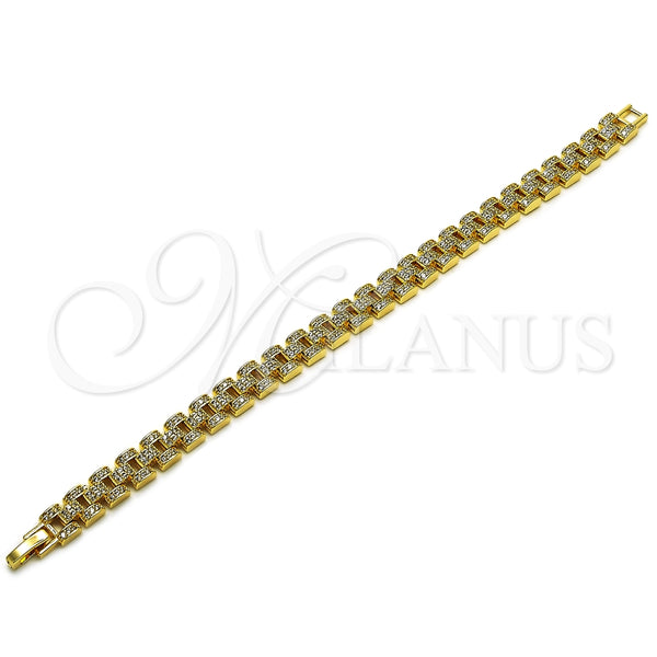 Pulsera Elegante 03.283.0493.07 Oro Laminado, con Zirconia Cubica Blanca, Pulido, Tono Dorado (Grosor 08 MM, 8 Pulgadas de Largo)