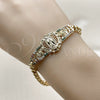 Pulsera Elegante 03.283.0500.1.07 Oro Laminado, Diseño de Guadalupe y Flor, con Multicolor Zirconia Cubica, Pulido, Tono Dorado (Thickness, 8 Inches Length)