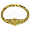 Pulsera Elegante 03.283.0500.1.07 Oro Laminado, Diseño de Guadalupe y Flor, con Multicolor Zirconia Cubica, Pulido, Tono Dorado (Thickness, 8 Inches Length)