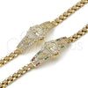 Pulsera Elegante 03.283.0500.1.07 Oro Laminado, Diseño de Guadalupe y Flor, con Multicolor Zirconia Cubica, Pulido, Tono Dorado (Thickness, 8 Inches Length)