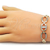Pulsera Elegante 03.283.0501.07 Oro Laminado, Diseño de Puff Mariner y Mariner, con Blanca Zirconia Cubica, Pulido, Tono Dorado (Thickness, 8 Inches Length)