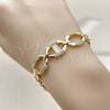 Pulsera Elegante 03.283.0501.07 Oro Laminado, Diseño de Puff Mariner y Mariner, con Blanca Zirconia Cubica, Pulido, Tono Dorado (Thickness, 8 Inches Length)