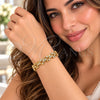 Pulsera Elegante 03.283.0502.07 Oro Laminado, con Zirconia Cubica Blanca, Pulido, Tono Dorado (Grosor 06 MM, 7 Pulgadas de Largo)