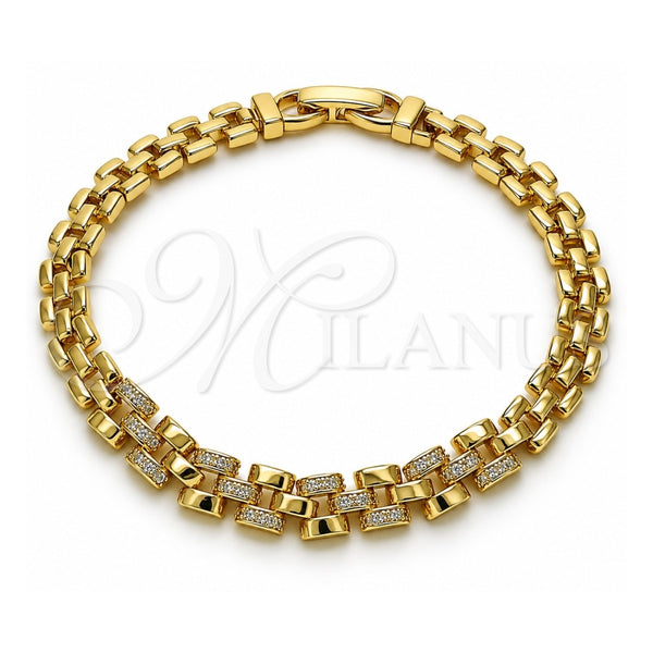 Pulsera Elegante 03.283.0502.07 Oro Laminado, con Zirconia Cubica Blanca, Pulido, Tono Dorado (Grosor 06 MM, 7 Pulgadas de Largo)