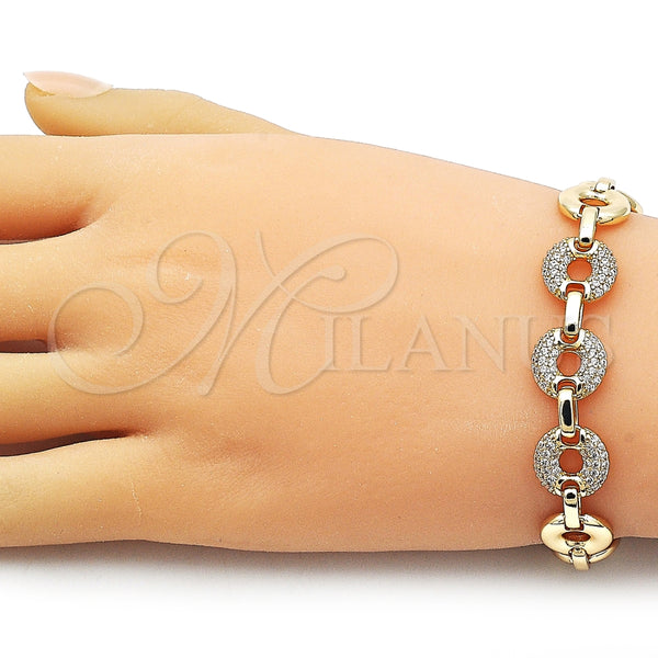 Pulsera Elegante 03.283.0504.07 Oro Laminado, con Zirconia Cubica Blanca, Pulido, Tono Dorado (Grosor 12 MM, 7 Pulgadas de Largo)