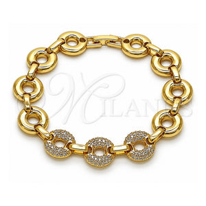 Pulsera Elegante 03.283.0504.07 Oro Laminado, con Zirconia Cubica Blanca, Pulido, Tono Dorado (Grosor 12 MM, 7 Pulgadas de Largo)