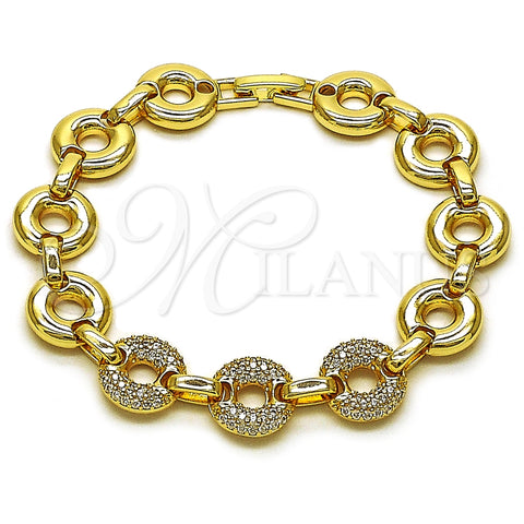 Pulsera Elegante 03.283.0504.07 Oro Laminado, con Zirconia Cubica Blanca, Pulido, Tono Dorado (Grosor 12 MM, 7 Pulgadas de Largo)