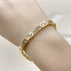Pulsera Elegante 03.283.0505.07 Oro Laminado, Diseño de Llave Griega, con Micro Pave Blanca, Pulido, Tono Dorado (Grosor 05.8 MM, 8 Pulgadas de Largo)