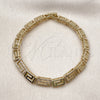 Pulsera Elegante 03.283.0505.07 Oro Laminado, Diseño de Llave Griega, con Micro Pave Blanca, Pulido, Tono Dorado (Grosor 05.8 MM, 8 Pulgadas de Largo)