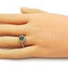 Anillo de Boda 01.283.0054 Oro Laminado, Diseño de Cluster, con Zirconia Cubica Verde y Blanca, Pulido, Tono Dorado (Talla Unica)