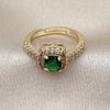Anillo de Boda 01.283.0054 Oro Laminado, Diseño de Cluster, con Zirconia Cubica Verde y Blanca, Pulido, Tono Dorado (Talla Unica)