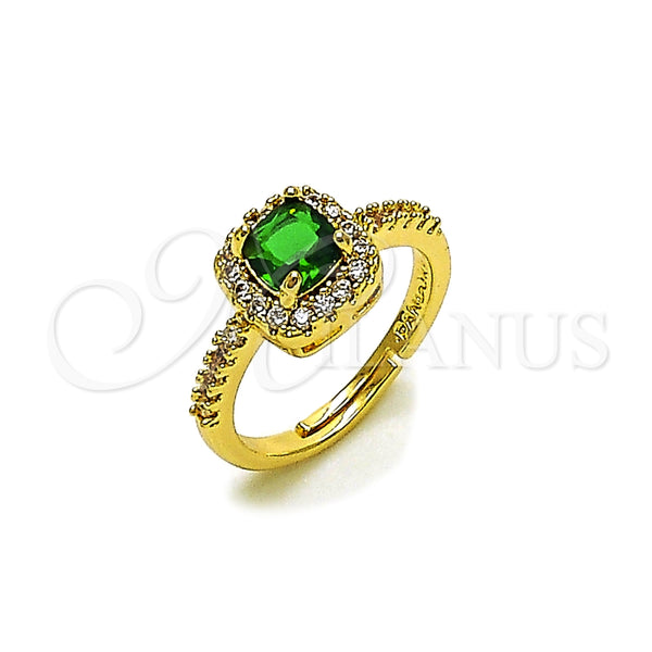 Anillo de Boda 01.283.0054 Oro Laminado, Diseño de Cluster, con Zirconia Cubica Verde y Blanca, Pulido, Tono Dorado (Talla Unica)