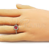 Anillo de Boda 01.283.0054.2 Oro Laminado, Diseño de Cluster, con Zirconia Cubica Granate y Blanca, Pulido, Tono Dorado (Talla Unica)