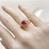 Anillo de Boda 01.283.0054.2 Oro Laminado, Diseño de Cluster, con Zirconia Cubica Granate y Blanca, Pulido, Tono Dorado (Talla Unica)