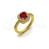 Anillo de Boda 01.283.0054.2 Oro Laminado, Diseño de Cluster, con Zirconia Cubica Granate y Blanca, Pulido, Tono Dorado (Talla Unica)