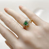 Anillo de Boda 01.283.0055 Oro Laminado, Diseño de Corazón y Cluster, con Zirconia Cubica Verde y Blanca, Pulido, Tono Dorado (Talla Unica)
