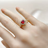 Anillo de Boda 01.283.0055.2 Oro Laminado, Diseño de Corazón y Cluster, con Zirconia Cubica Granate y Blanca, Pulido, Tono Dorado (Talla Unica)