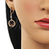 Arete Largo 02.283.0296 Oro Laminado, Diseño de Mariposa, con Multicolor Zirconia Cubica, Pulido, Tono Dorado
