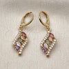 Arete Colgante 02.283.0302 Oro Laminado, con Multicolor and Blanca Zirconia Cubica, Pulido, Tono Dorado