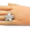Anillo Elegante 01.428.0013 Oro Laminado, Diseño de Flor, Diamantado, Tono Dorado (One size fits all)