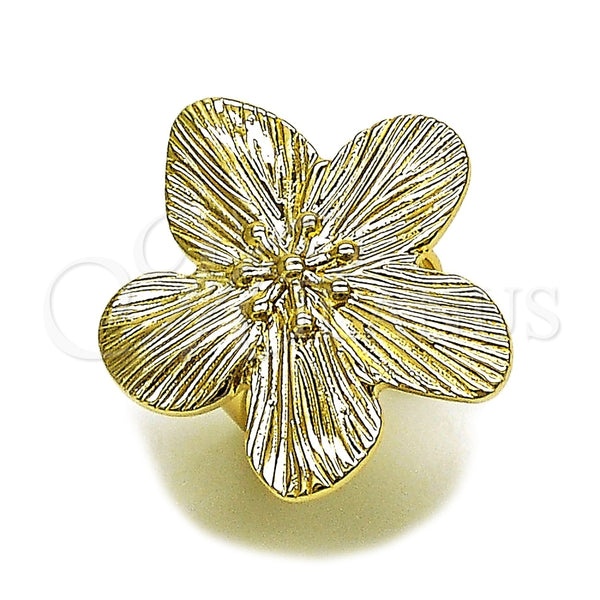 Anillo Elegante 01.428.0013 Oro Laminado, Diseño de Flor, Diamantado, Tono Dorado (One size fits all)