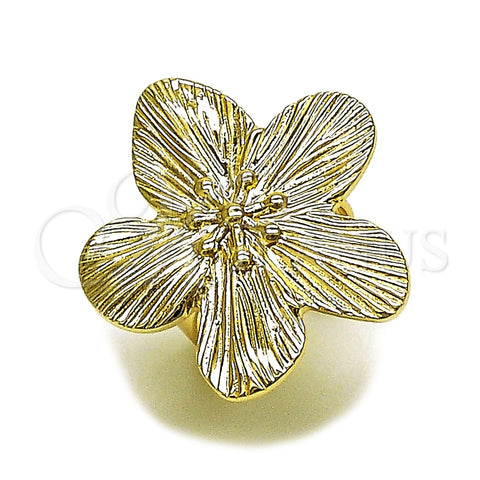 Anillo Elegante 01.428.0013 Oro Laminado, Diseño de Flor, Diamantado, Tono Dorado (One size fits all)
