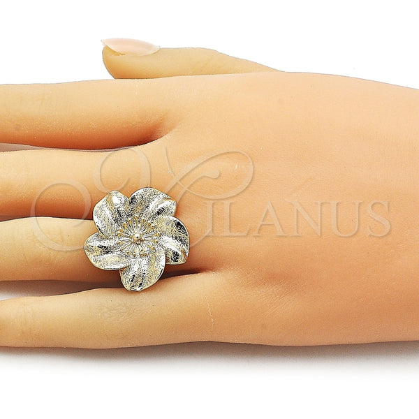 Anillo Elegante 01.428.0014 Oro Laminado, Diseño de Flor, Mate, Tono Dorado (One size fits all)