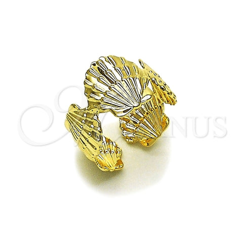Anillo Elegante 01.428.0015 Oro Laminado, Diseño de Concha, Pulido, Dorado