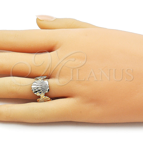 Anillo Elegante 01.428.0015 Oro Laminado, Diseño de Concha, Pulido, Tono Dorado (One size fits all)