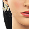 Arete Dormilona 02.428.0051 Oro Laminado, Diseño de Flor, Diamantado, Tono Dorado