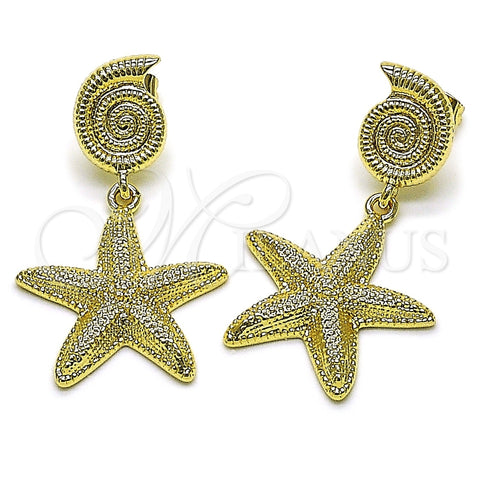 Arete Colgante 02.428.0054 Oro Laminado, Diseño de Caracol y Estrella, Mate, Tono Dorado