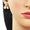Arete Dormilona 02.428.0056 Oro Laminado, Diseño de Flor, Diamantado, Tono Dorado
