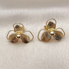 Arete Dormilona 02.428.0056 Oro Laminado, Diseño de Flor, Diamantado, Tono Dorado