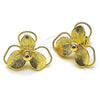 Arete Dormilona 02.428.0056 Oro Laminado, Diseño de Flor, Diamantado, Tono Dorado