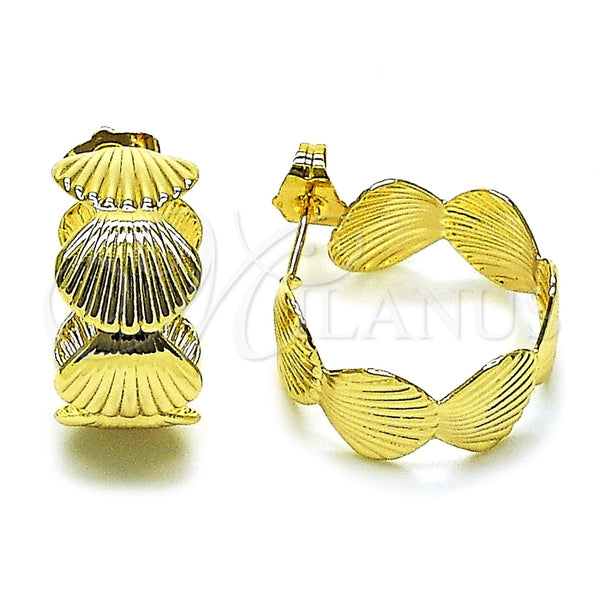 Argolla Pequeña 02.428.0057.20 Oro Laminado, Diseño de Concha, Pulido, Tono Dorado