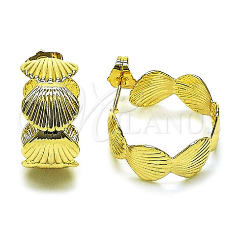 Argolla Pequeña 02.428.0057.20 Oro Laminado, Diseño de Concha, Pulido, Tono Dorado